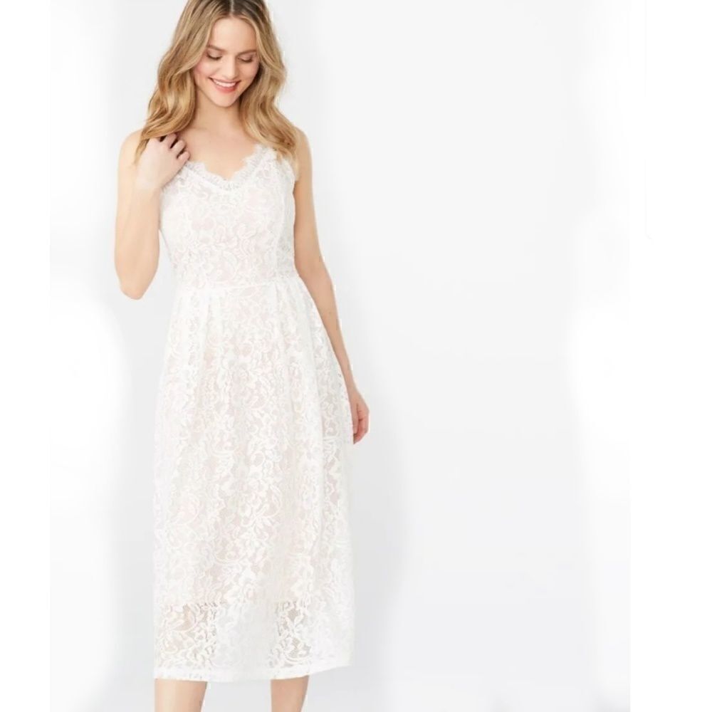NWT A.B.S COLLECTION WHITE LACE DRESS SZ M